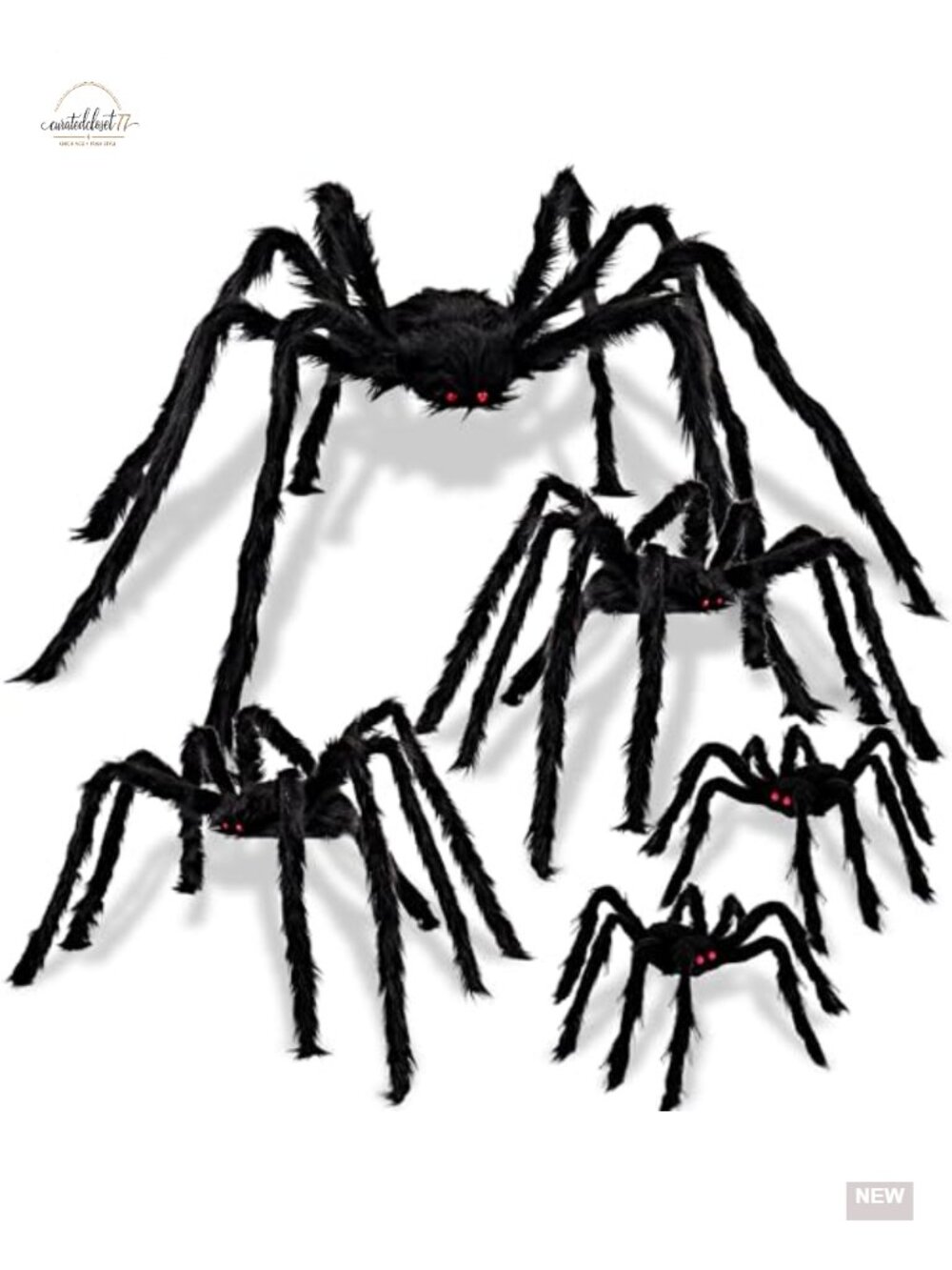 Giant Halloween Spider Decorations Set of 5 Outdoor Hanging Props